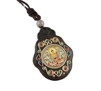 YKMYXZ， Collana con Ciondolo a Forma di Elefante in Ebano, Antica Immagine del Buddha Thangka Nepalese, esotica for Uomo e Donna.