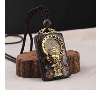 YKMYXZ， Collana con Ciondolo a Forma di Elefante in Ebano, Stile Vintage, Antica Collana Nepalese Thangka con Statua del Buddha, esotica for Uomo e Donna.