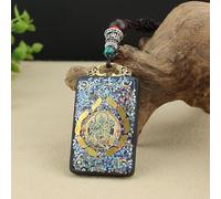 YKMYXZ, Collana con Ciondolo in Ebano Thangka Nepalese Fatto a Mano, Gioielli buddisti(E)