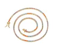 YKMYXZ, Collana da tennis colorata da 0,079 in per donna placcata in oro 18 carati taglio rotondo con diamanti da laboratorio, catena da tennis con zirconi cubici per donna, gioielli per feste, 16