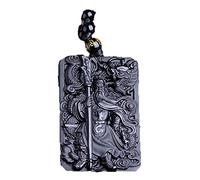 YKMYXZ, Collana di Buddha di ossidiana nera Ciondolo Guan Yun Drago Ciondolo di giada Gioielli di giada Gioielleria raffinata Regali fortunati for le donne con scatola