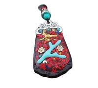 YKMYXZ， Collana e Ciondolo Vintage Nepalese Lungo Buddista Pingan in Ebano Thangka, Etnico Bohémien, Boho, Buddha, Portafortuna, for Donne e Uomini.(Style1)