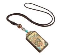 YKMYXZ, Collana retrò Nepal Tibet Thangka Fatta a Mano in Ebano, Grande Giorno Tathagata Giallo Caishen, Pendenti in Stile Nazionale, Regalo Appeso(1)
