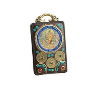 YKMYXZ， Collana retrò Nepal Tibet Thangka Fatta a Mano in Ebano, Grande Giorno Tathagata Giallo Caishen, Pendenti in Stile Nazionale, Regalo Appeso(Penfant4)