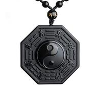 YKMYXZ, Collana Yin Yang nera con ossidiana, ciondolo cinese Bagua, gioielli da uomo, gioielli da donna