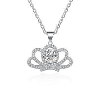 YKMYXZ, Collane a corona in moissanite per donna, 1 CT D colore VVS1 collane di diamanti giallo/blu/rosa, gioielli in argento sterling 925, regali per donne con certificato, 1 Carat, Argento, agata