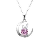 YKMYXZ, Collane di diamanti moissanite giallo/blu/rosa per le donne, collane con ciondolo a forma di coniglio moissanite color D 1 CT VVS1, gioielli in argento sterling 925, regali per le donne con ce