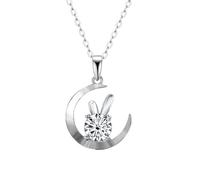YKMYXZ, Collane di diamanti moissanite giallo/blu/rosa per le donne, collane con ciondolo a forma di coniglio moissanite color D 1 CT VVS1, gioielli in argento sterling 925, regali per le donne con ce