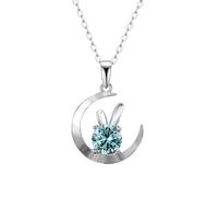 YKMYXZ, Collane di diamanti moissanite giallo/blu/rosa per le donne, collane con ciondolo a forma di coniglio moissanite color D 1 CT VVS1, gioielli in argento sterling 925, regali per le donne con ce