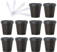 YKMYXZ, Confezione da 10 barattoli di plastica vuoti da 50 ml con fodera interna per conservare il corpo, crema viso a mano, lozione gel 5 spatole, Svart, 200ml