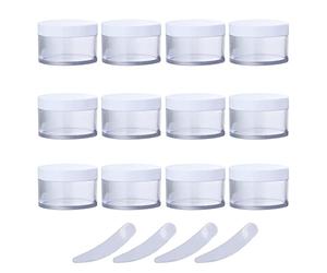 YKMYXZ, Confezione da 12 barattoli vuoti in plastica trasparente da 200 g con coperchio a vite, contenitore da 200 ml per maschere facciali, lozioni e creme (50 ml)