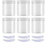 YKMYXZ, Confezione da 6 barattoli di crema di plastica blu da 100 ml, barattoli cosmetici con coperchi trasparenti, contenitori per articoli da toeletta, Trasparente, 80ml