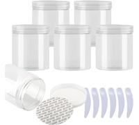 YKMYXZ, Confezione da 6 barattoli di crema di plastica blu da 100 ml, barattoli cosmetici con coperchi trasparenti, contenitori per articoli da toeletta, Trasparente, 250ml