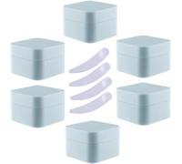 YKMYXZ, Confezione da 6 barattoli quadrati in plastica blu da 30 ml, per cosmetici, crema e cosmetici, con fodera interna, per balsamo per labbra, lozioni (blu, 50 ml)