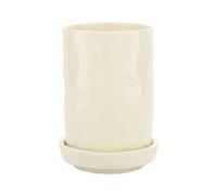 YKMYXZ, Contenitore for utensili in ceramica, cucchiaio, bacchette, forchetta, scolapiatti - Organizer for utensili da cucina con vassoio di scolo e ceppo for coltelli(Beige)