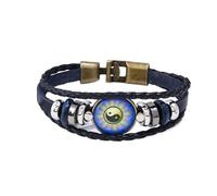 YKMYXZ, Coppia di chiusure Time Gems Bagua Yin Yang Bracciale in pelle in lega