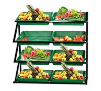YKMYXZ, Espositore for frutta e verdura da supermercato a 4/5 livelli, espositore for prodotti freschi con 8/10 cestini(4 tier)