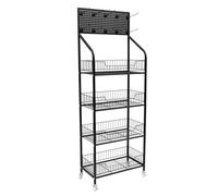 YKMYXZ, Espositore for snack a 4 ripiani, for patatine larghe 10,6", dotato di ruote e supporto for testata.(Black)