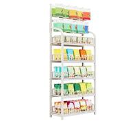 YKMYXZ, Espositore for snack al dettaglio a 5 livelli, espositore for snack in metallo con ruote e 10 ganci, ripiani for esposizione di snack e frutta, carrello porta snack(White,50x27x166cm)