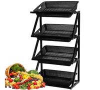 YKMYXZ, Espositore for vendita al dettaglio a 4 livelli, cesto portafrutta e verdura, scaffale portaoggetti da cucina for supermercati(Black,Single)