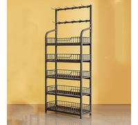 YKMYXZ, Espositore for vendita al dettaglio a 4 ripiani, espositore in metallo for snack e caramelle, organizer for snack, espositore for snack/frutta/utensili(Black,5 Tier 60x27x166cm)