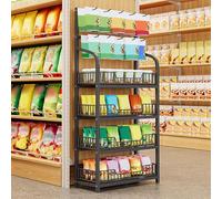YKMYXZ, Espositore for vendita al dettaglio, espositore for snack a 4/5 livelli, con ruote e 10 ganci, carrello for snack in metallo, ripiano for organizzatore di snack(Black,50x27x146cm)