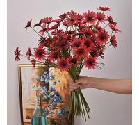 YKMYXZ fiori artificiali da interno, 3/5/10 pezzi di bouquet fiori bianchi artificiali fai da te in vaso for casa, giardino, soggiorno, decorazione for feste nozze, finti in seta(Red,5pcs)