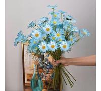 YKMYXZ fiori artificiali da interno, 3/5/10 pezzi di bouquet fiori bianchi artificiali fai da te in vaso for casa, giardino, soggiorno, decorazione for feste nozze, finti in seta(Blue,10pcs)