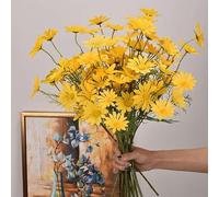 YKMYXZ fiori artificiali da interno, 3/5/10 pezzi di bouquet fiori bianchi artificiali fai da te in vaso for casa, giardino, soggiorno, decorazione for feste nozze, finti in seta(Yellow,3pcs)