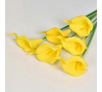 YKMYXZ fiori artificiali da interno, 3/5/10 pezzi di fiori artificiali calla bianchi al tatto, seta for la casa, cucina, il matrimonio, festa nuziale, decorazioni floreali finte(Yellow,10Pcs)