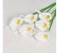 YKMYXZ fiori artificiali da interno, 3/5/10 pezzi di fiori artificiali calla bianchi al tatto, seta for la casa, cucina, il matrimonio, festa nuziale, decorazioni floreali finte(White,10Pcs)