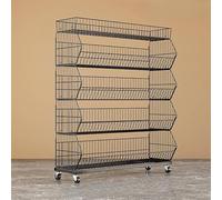 YKMYXZ, Grande espositore for snack in filo metallico con ruote, ripiano portaoggetti a 5 livelli for frutta e verdura