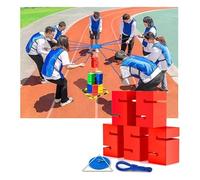 YKMYXZ IEOWY Team Building Block Tower Games, Giochi di Competizione Divertenti for attività Gruppo all'aperto, Che promuovono Una Comunicazione Amichevole(Red,5PCS)