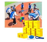 YKMYXZ IEOWY Team Building Block Tower Games, Giochi di Competizione Divertenti for attività Gruppo all'aperto, Che promuovono Una Comunicazione Amichevole(Yellow,8PCS)