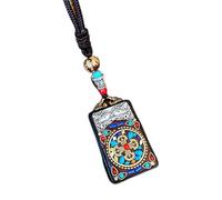 YKMYXZ, Nepal Thangka Ciondolo Maschio Madre Verde Manjusri Ebano Buddha Collana Retro Catena di Lana Ciondolo Femmina Amuleto Patrono Fortunato(Nepal Divine Octopu)