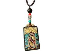 YKMYXZ, Nepal Thangka Ciondolo Maschio Madre Verde Manjusri Ebano Buddha Collana Retro Catena di Lana Ciondolo Femmina Amuleto Patrono Fortunato(Nepali Pisces Ebony)