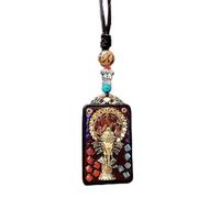YKMYXZ， Nepal Thangka Ciondolo Maschio Madre Verde Manjusri Ebano Buddha Collana Retro Catena di Lana Ciondolo Femmina Amuleto Patrono Fortunato(C Model. Red And Blu)