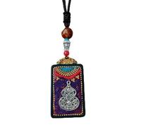 YKMYXZ, Nepal Thangka Ciondolo Maschio Madre Verde Manjusri Ebano Buddha Collana Retro Catena di Lana Ciondolo Femmina Amuleto Patrono Fortunato(Nepal Blue Silver Go)