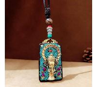 YKMYXZ, Nepal Thangka Ciondolo Maschio Madre Verde Manjusri Ebano Buddha Collana Retro Catena di Lana Ciondolo Femmina Amuleto Patrono Fortunato(Section A. Kong Blue)