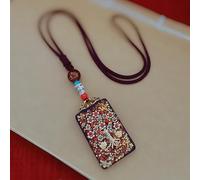 YKMYXZ, Nepal Thangka Ciondolo Maschio Madre Verde Manjusri Ebano Buddha Collana Retro Catena di Lana Ciondolo Femmina Amuleto Patrono Fortunato(Nepal 039 S Red for)