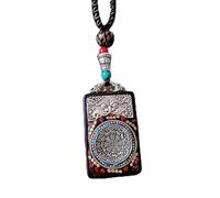 YKMYXZ， Nepal Thangka Ciondolo Maschio Madre Verde Manjusri Ebano Buddha Collana Retro Catena di Lana Ciondolo Femmina Amuleto Patrono Fortunato(Nepal Red Beast Nine)