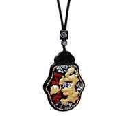 YKMYXZ, Nepal Thangka Ciondolo Maschio Madre Verde Manjusri Ebano Buddha Collana Retro Catena di Lana Ciondolo Femmina Amuleto Patrono Fortunato(Ruyi Brand Golden Dr)