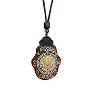 YKMYXZ, Nepal Thangka Ciondolo Maschio Madre Verde Manjusri Ebano Buddha Collana Retro Catena di Lana Ciondolo Femmina Amuleto Patrono Fortunato(Ruyi Brand The Big)