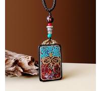 YKMYXZ, Nepal Thangka Ciondolo Maschio Madre Verde Manjusri Ebano Buddha Collana Retro Catena di Lana Ciondolo Femmina Amuleto Patrono Fortunato(Nepal Hawkeye Keeps)