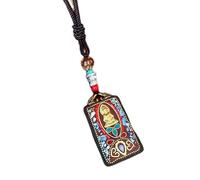 YKMYXZ， Nepal Thangka Ciondolo Maschio Madre Verde Manjusri Ebano Buddha Collana Retro Catena di Lana Ciondolo Femmina Amuleto Patrono Fortunato(Nepal Guanyin)