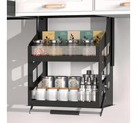 YKMYXZ, Organizer for armadietto estraibile, ripiani di sollevamento resistenti, portaoggetti nero for piatti e spezie.(D 20cm/7.9in,W 35cm/13.8in)