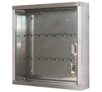 YKMYXZ， Organizer for portachiavi, piccolo armadietto portachiavi da parete in acciaio inox for 24 chiavi, ufficio, trasparente e visibile, cassetta di sicurezza for chiavi(Silver without Label)
