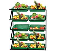 YKMYXZ, Organizzatore for snack da supermercato commerciale a 5 livelli, 5/10 cestini for cucina, ufficio, negozio, supermercato(Green,Double)