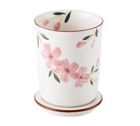 YKMYXZ, Pentola for utensili da cucina con fiori dipinti a mano for il bancone, porta cucchiaio e bacchette, scolapiatti con vassoio di scolo, ceppo for coltelli