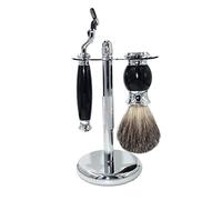 YKMYXZ, Porta rasoio Pratico supporto for spazzola for rasoio da uomo, set di supporti for rasatura manuale con spazzola for capelli in tasso in acciaio inossidabile, regalo for strumenti di pulizia f